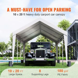 Tenda per auto singola 10x20 piedi, resistente ai raggi UV, con telo in PC, 8 pali rinforzati e 4 sacchi di peso, ideale per garage, riparo per barche, o tenda per feste - Product Image 2