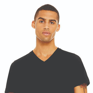 T-shirt unisexe vintage noir à col en V, 100 % coton Airlume 4,2 oz, manches courtes, jersey essentiel, confortable et élégant - Product Image 4