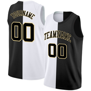 Maillot de basketball unisexe personnalisé noir, blanc et vert, respirant, séchage rapide, coupe ample, sans manches, impression de design, service OEM - Product Image 5