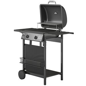 Grill a Gas Propano da 18000 BTU con 2 Bruciatori, Griglia di Riscaldamento, Termometro, Contenitore per Grasso e Bruciatori Laterali per Pizza - Product Image 1