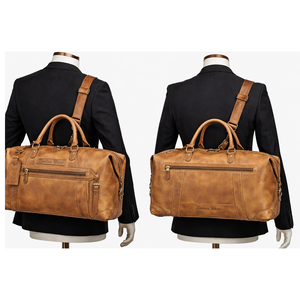 Sac de voyage vintage en cuir Crazy Horse |   Sac de voyage grande capacité pour hommes et femmes |   Sacs de voyage en stock et sur mesure - Product Image 1