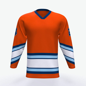 Maillot de hockey sur glace personnalisé pour homme, col en V, manches longues, motif géométrique, polyester respirant, coupe régulière pour adulte - Product Image 2