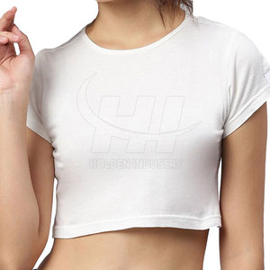 T-shirt personnalisé avec votre logo, meilleur prix, crop top pour femme, qualité supérieure, 100% coton, crop top pour femme - Product Image 2