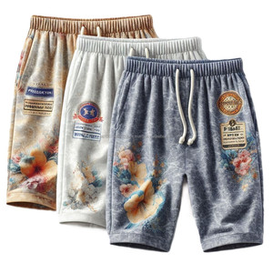 Shorts imprimés pour hommes décontractés intelligents dernières conceptions 100% coton séchage rapide respirant mi anti-rides taille élastique OEM Logo imprime - Product Image 2