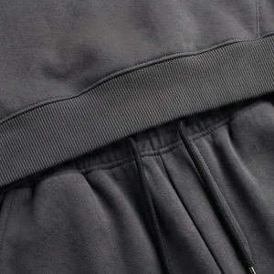 Survêtement à capuche gris foncé pour homme, couleur unie, en coton, manches longues, décontracté, avec cordon de serrage et poches latérales, pour l'automne - Product Image 5