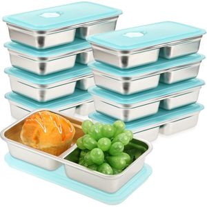 Set di 8 Contenitori Bento in Acciaio Inox da 30 oz, Ermetici, con 2 Scomparti, per Pranzo e Snack, Ideali per Persone Impegnate - Product Image 1