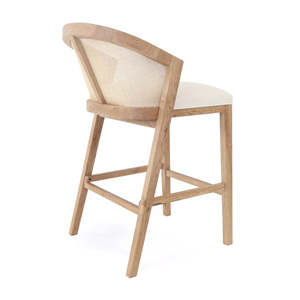 Taburete de Bar Ajustable Anya Hecho de Madera de Teca Sólida con Cojín de Mimbre y Acabado Natural para Uso en Hoteles e Interiores - Product Image 5