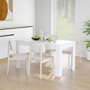 Tavolo da Pranzo Medio Semplice in Legno Ingegnerizzato Bianco - Product Image 1