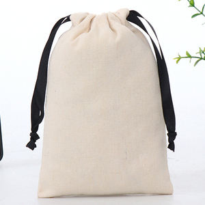 Bolsas de Algodón con Cordón Ajustable, Impresión Digital, Ecológicas, Bolsitas de Muselina Tejida, Color Negro, Varios Tamaños - Product Image 3