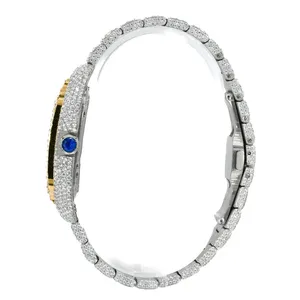 Reloj de Lujo para Hombre con Incrustaciones de Diamantes Moissanite VVS en Oro Blanco, Corte Redondo, Estilo Hip Hop, Esfera Árabe Inteligente - Product Image 4