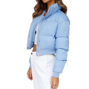 Abrigo de invierno Azul Crop Zip up Bomber Bubble Puffer Jacket para mujer 2026 - Product Image 2