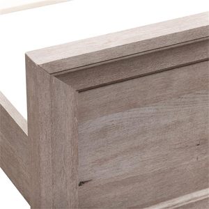 Lit très grand moderne en bois massif de pin gris Lit à panneaux en bois durable de style design traditionnel - Product Image 5