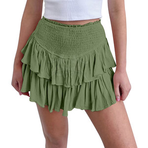 Jupe à volants confortable pour femme, jupe à volants haut de gamme pour femme, tissu respirant avec taille élastique et couches de volants tendance - Product Image 2