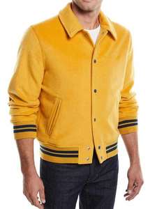 Veste universitaire d'hiver style baseball avec col montant et motif lettres, en laine - Product Image 5