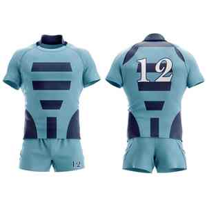 Ensemble maillot et short personnalisés imprimés par sublimation, haute élasticité, résistant aux déchirures, uniforme de rugby pour matchs intenses - Product Image 1