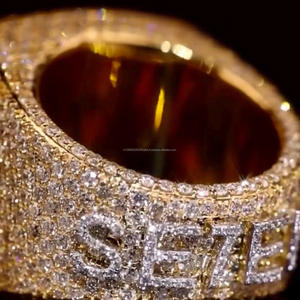 Anillo de compromiso, boda, fiesta, estilo hip hop, con incrustaciones de oro y rodio, corte baguette, para hombre y mujer, regalo personalizado. - Product Image 6