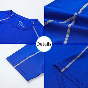 Customized logo on Fitness Compression Gym T-shirt Quick-drying Breathable Muscle Mens Sportswear Sleeve <b>Athletic</b> Tight T-shirt - Product Image 6