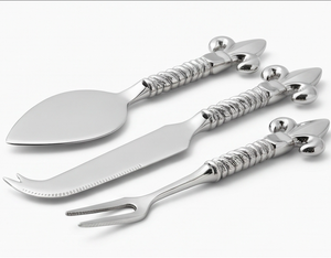 Juego de cuchillos para queso de acero inoxidable con mangos Fleur de Lis, herramientas duraderas de metal para queso, para uso en la cocina y en la mesa. - Product Image 3