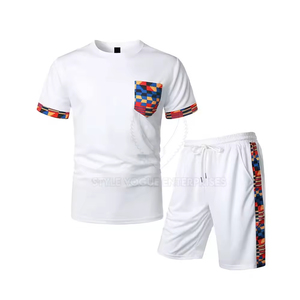 Conjunto Deportivo de Verano para Hombre, Transpirable e Impermeable, de 2 Piezas, con Camiseta de Manga Corta y Pantalones Cortos, Cierre con Cordón de Poliéster/Nailon - Product Image 1