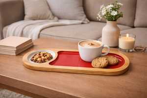Handmade Durable Wooden Serving <b>Tray</b> Two Tone Enamel Finished Breakfast <b>Tray</b> Food Safe Coffee Tea <b>Snacks</b> Dining Table Decor - Product Image 6
