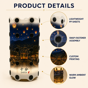 Lampe de table DIY SHIFEN Classic Taiwan Scenic en PP avec abat-jour imprimé personnalisé, design à clipser et base lumineuse en bois LED pour cadeau - Product Image 2