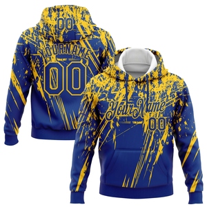 Sudadera con Capucha para Hombre, Diseño Nuevo, Estilo Patchwork en Amarillo Real, Corte Holgado, Poliéster/Algodón, Venta Directa de Fábrica - Product Image 1