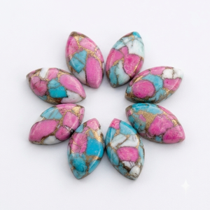 Cabujón de turquesa cobre color algodón de azúcar en forma de marquesa, piedra preciosa suelta para la fabricación de joyas - Product Image 6
