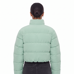 Women's Casual <b>Short</b> Padded <b>Jacket</b> Quilted Winter Coat Long <b>Sleeve</b> Zip Front Warm Polyester Outerwear <b>Jacket</b> - Product Image 6