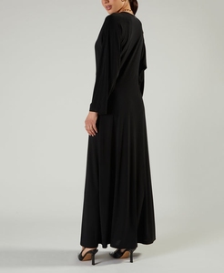 Elegante Vestido Maxi Negro Estilo Abaya de Dubái para Mujer con Forma Redonda Simple, Ropa Islámica Tradicional y Accesorios - Product Image 5