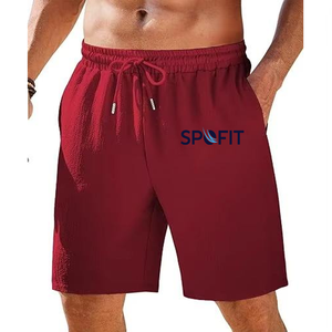 Men's Casual Summer Beach Joggers Elastic Waist Drawstring Plain Dyed Knitted Polyester/Cotton Quick Dry <b>Shorts</b> <b>Gym</b> Workout - Product Image 6