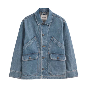 Chaqueta de mezclilla relajada tipo Barn, de algodón índigo de alto gramaje, para trabajo, utilitaria, marca privada, fabricante OEM personalizado - Product Image 1