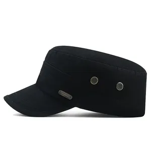 Gorra de Cadete Unisex de Algodón con Parte Superior Plana, Ajustable, Estilo Vintage, Clásica, Sólida, Transpirable, con Visera para el Sol - Product Image 2