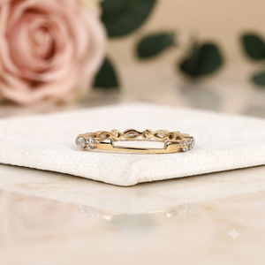 Anillo de Eternidad Clásico con Moissanita Corte Marquesa para Mujer, Plata de Ley 925, Chapado en Oro de 18K, para Aniversario de Bodas - Product Image 2