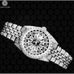 Montre de luxe pour femme Charm_Jewells, boîtier carré en acier inoxydable de 42 mm, cadran en cristal saphir, mouvement à quartz analogique, fermoir pliant - Product Image 2