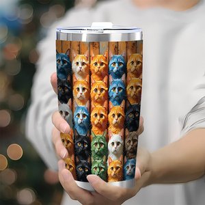 Stainless Steel Tumbler 20oz Double Wall Insulated Travel Mug With Cat Pattern Design For <b>Coffee</b> Tea - Product Image 3