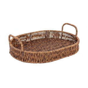 Top Trending Rectangular In Shape Round Classy Rattan Tray <b>Set</b> of <b>3</b> in Bohemian Style at Wholesale - Product Image 4