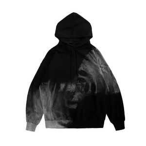 Sudadera con capucha de forro polar grueso con logo personalizado OEM para hombre, talla grande, negra, estilo vintage, teñido anudado, ajuste holgado, ropa para exteriores - Product Image 4