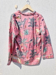 Women Cotton Pajama Set Tropical Safari Print Soft Breathable Night Suit Lounge Wear Pajama Set With Pouch Button <b>Down</b> Sleepwear - Product Image 3