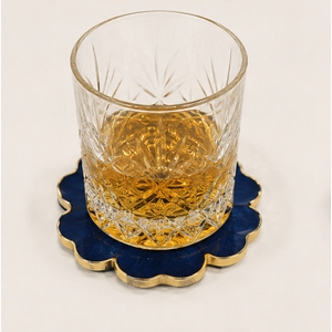 Wholesale Luxury Flower Shaped Epoxy Resin <b>Coaster</b> Set Handmade Royal Blue and Gold <b>Drink</b> <b>Coaster</b> for Modern Home Decoration - Product Image 2