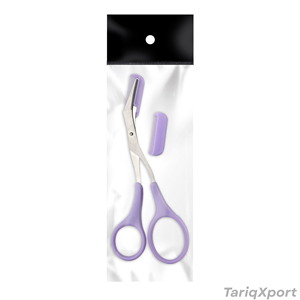 Wholesale Stainless Steel Straight Blade Blunt-Sharp Tip <b>Left</b>-<b>Handed</b> Plastic Handle Beauty Trim Eyebrow <b>Scissors</b> Comb - Product Image 5