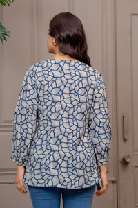 Women’s Cotton Floral Print Short <b>Kurti</b> Embroidered Casual <b>Top</b> for Spring Summer Wear - Product Image 5