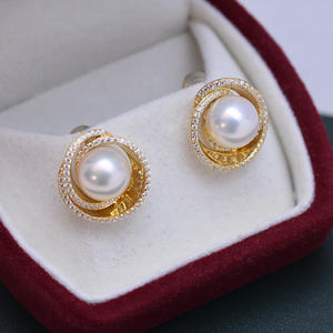Zhuji Danshui S925 Silver Multi-Purpose <b>Earrings</b> 9-10mm <b>White</b> Round Strong Light Fine Flaws Wholesale <b>Pearl</b> <b>Earrings</b> - Product Image 2