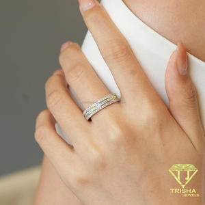 Anillo de eternidad de lujo con diamantes de moissanita, plata de ley 925, corte redondo, joyería de boda para mujer, elegante regalo de joyería fina. - Product Image 3