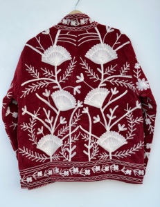Maaunique Vintage Hand Embroidered <b>Velvet</b> Suzani <b>Jacket</b> Unisex Autumn/Winter Floral Pattern Cotton Bomber Full Breathable - Product Image 5