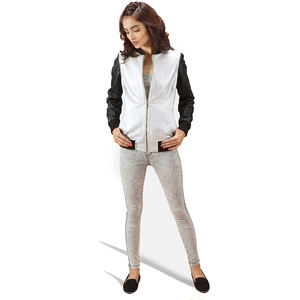 Blouson Bomber en Cuir Véritable Noir et Blanc, Automne Hiver, Logo Imperméable, Manches Contrastantes, Production en Gros OEM ODM Personnalisée - Product Image 6