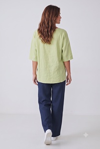 Chemise d'été légère et respirante en coton flammé 100 % pour femme, coupe ample, couleur unie, décontractée - Product Image 3