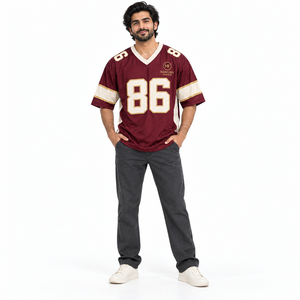 Camiseta Retro de Fútbol Americano para Fanáticos, Estilo Vintage con Rayas, Botones al Frente, Estampado Clásico Deportivo, Ropa Casual de Calle, Secado Rápido - Product Image 1
