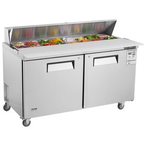 Impianto di refrigerazione cucina commerciale 60 \ "tavolo di preparazione per insalata Sandwich con 2 porte e 16 padelle per le attività di ristorazione - Product Image 1