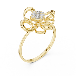 Anillo solitario minimalista de oro amarillo macizo de 14k con diamante redondo de talla brillante para mujer, ideal para compromiso, aniversario o regalo de boda. - Product Image 3