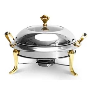 Dôme de chauffe-plat en acier inoxydable avec poignée décorée et support à 4 pieds, compatible gaz et induction, diamètre 33 cm - Product Image 1